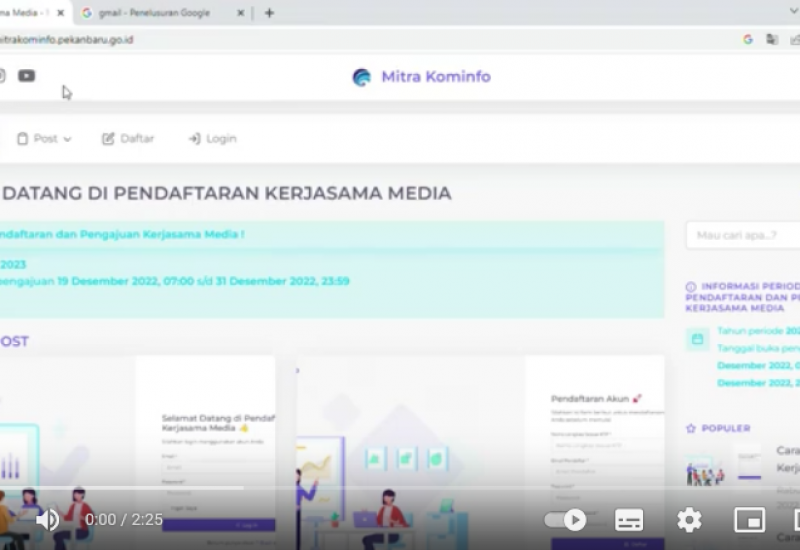 Tutorial Membuat Akun Mitra Kominfo Pekanbaru