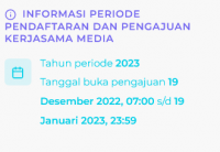 Perpanjangan Kedua Waktu Pendaftaran dan Revisi Kerjasama Media Tahun 2023 Diperpanjang Hingga 19 Januari 2023