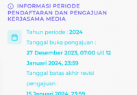 Perpanjangan Waktu Pendaftaran Kerjasama Media Tahun 2024 Diperpanjang Hingga 12 Januari 2024